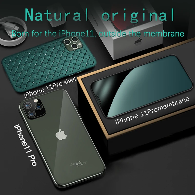 Благородный 1 комплект темно-зеленый чехол+ закаленное стекло для iPhone 11 Pro Max оплетка ТПУ чехол для iPhone 11 Pro матовый протектор экрана