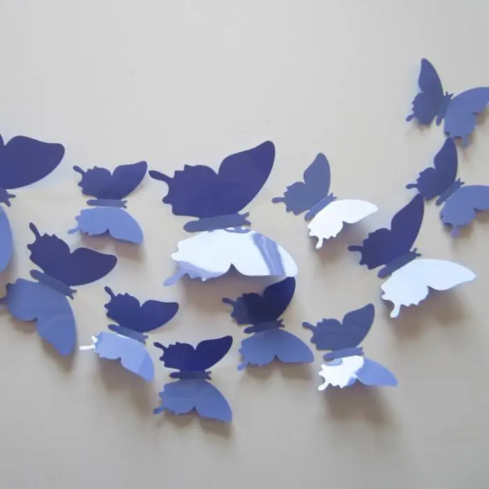 12 шт./партия ПВХ 3D DIY Бабочка наклейки на стену домашний декор плакат для кухни Ванная комната клей декоративные настенные наклейки - Цвет: 2