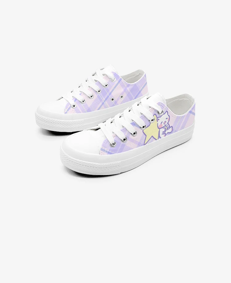Amy und Michael Original Designer Sneakers Schöne süße Mädchen Studenten Anime handbemalte Segeltuchschuhe Lässige flache Trainer – Detail 3