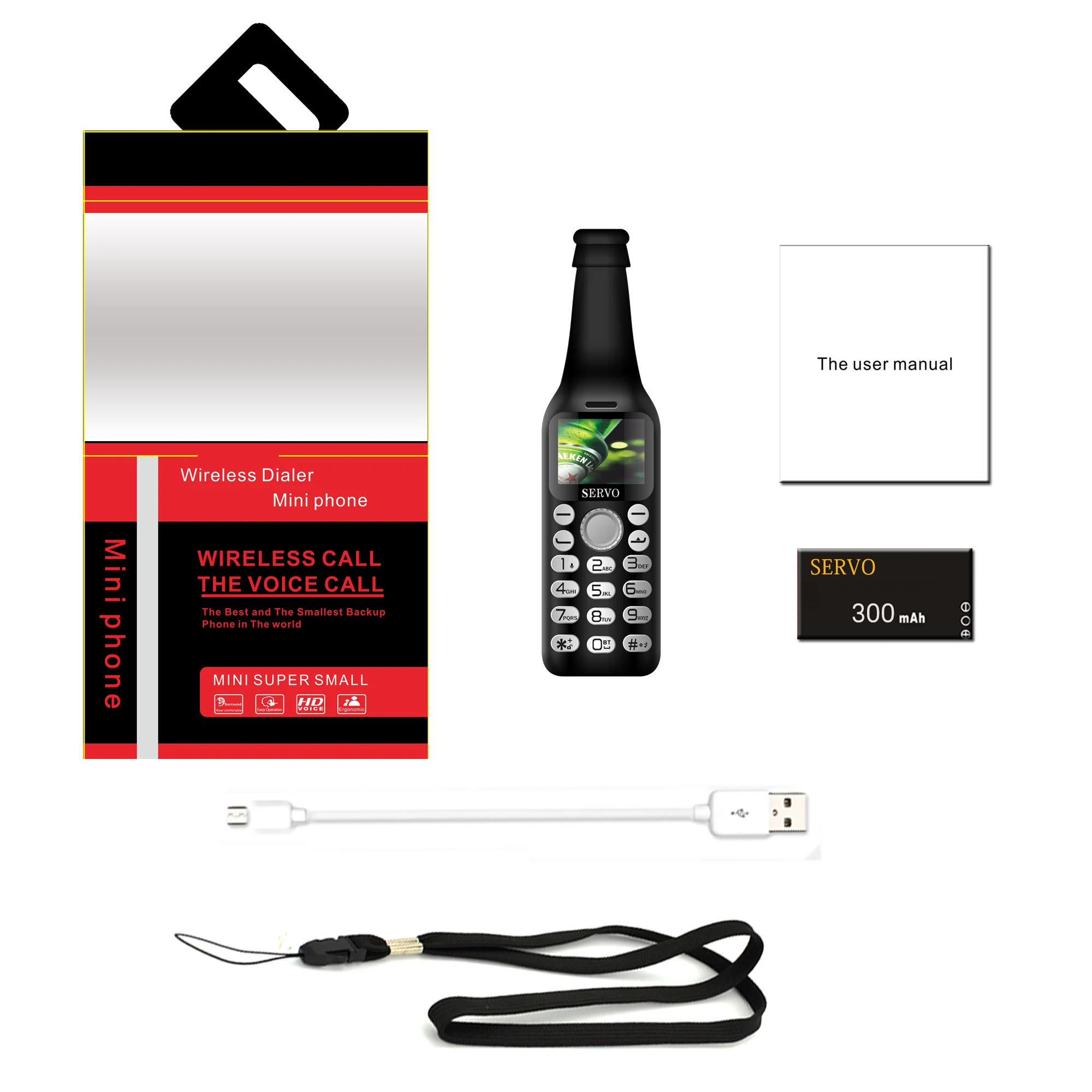Мини телефон с винной бутылкой SERVO V8 Bluetooth HD волшебный голосовой рекордер две Sim