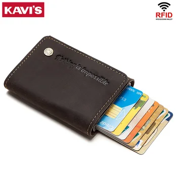 

KAVIS 2020 Credit Card Holder RFID Blocking Men Wallet Automatic Slim Anti-theft Protect Travel ID Cardholder Leather Card Case