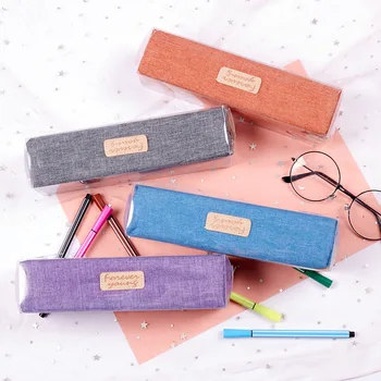 

Simple large capacity canvas creative solid color pencil case / student supplies / school supplies