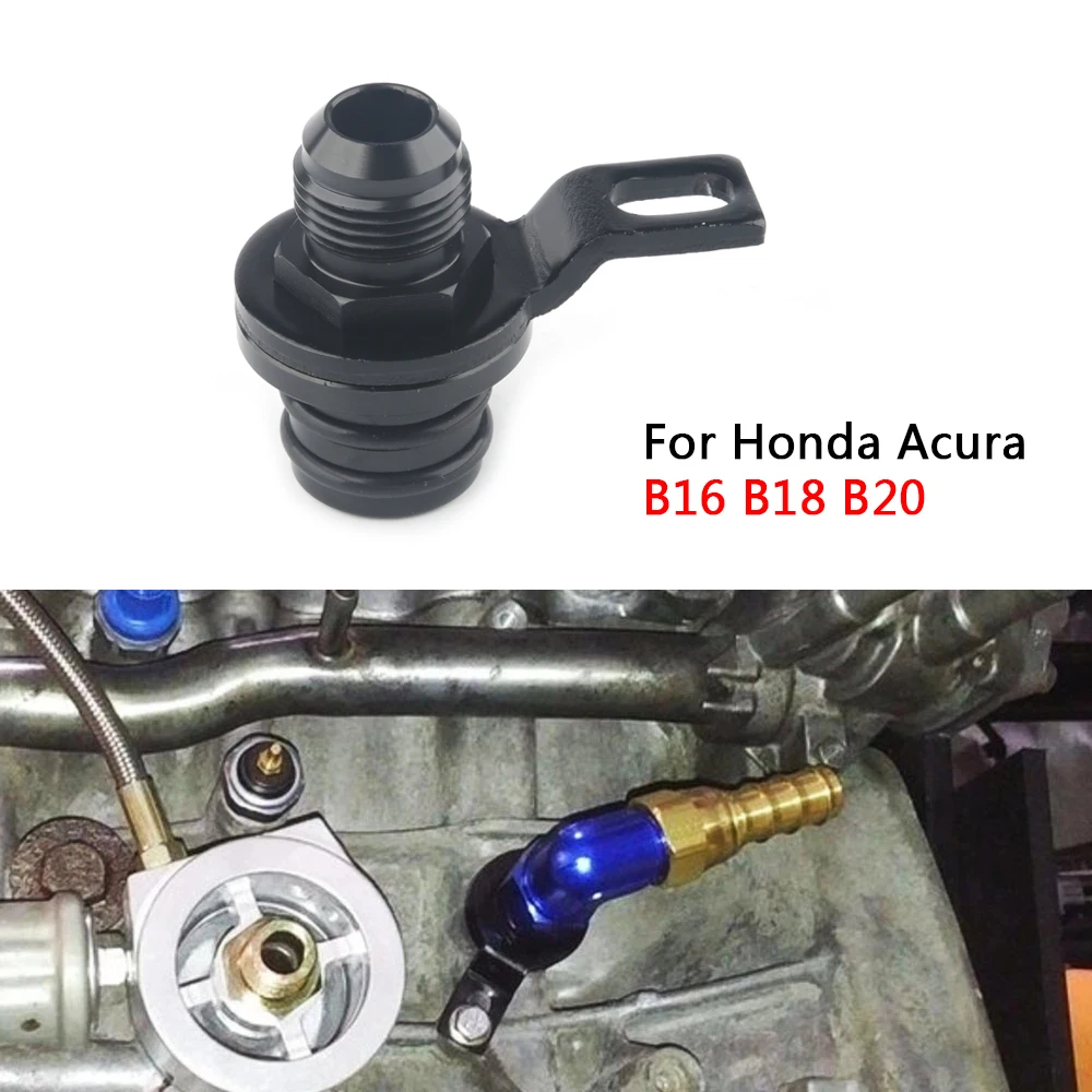 

Black Rear Block Breather Fitting Adapter For Acura Integra Honda CR-V Civic Oil Catch Can B16 B18 B20