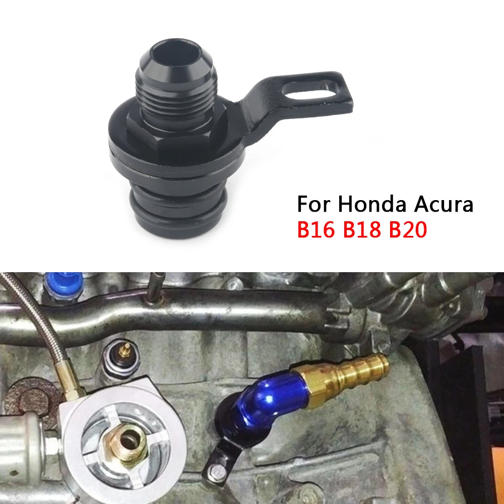 Black Rear Block Breather Fitting Adapter For Acura Integra Honda Crv