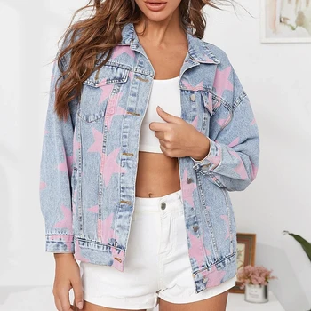 

New Jean Jacket Winter Women Coat Fashion Print Women Denim Jacket Autumn Winter Women Clothes Ropa De Mujer CDR2430