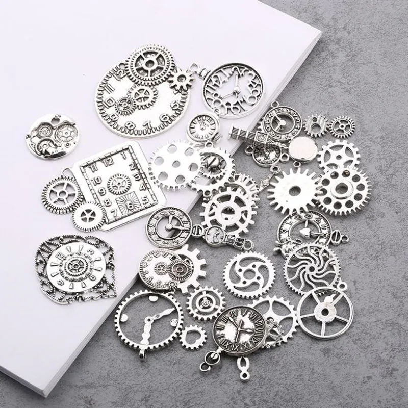 Antique Silver 100 г состаренная бронза/серебро/золото/Медь Металл стимпанк Шестерня s амулеты Подвеска часы колесо Шестерня для рукоделия Наборы - Окраска металла: Antique Silver