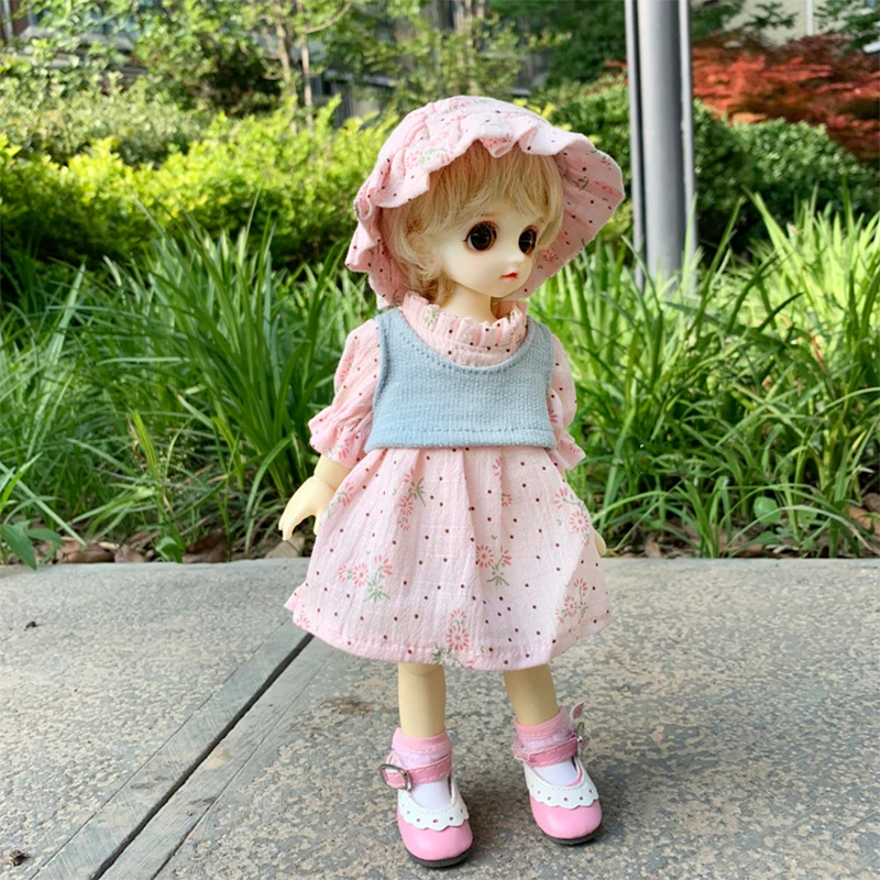Кукольная одежда 1/6 BJD весенний Тур костюм bb Кепка+ платье+ жилет для 1/6 BJD кукла аксессуары кукольная одежда костюм