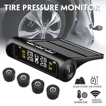 

Car Solar Wireless TPMS Tyre Tire Pressure Monitor System LCD+4 External Car Sensor Car Truck Tire Waterproof IP67 Monitor