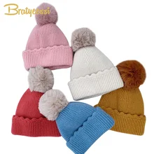 8 цветов, детская зимняя шапка, теплая детская шапка, детские шапки для девочек и мальчиков, со съемным помпоном, детская шапка, детская шапочка, шапка для мальчика
