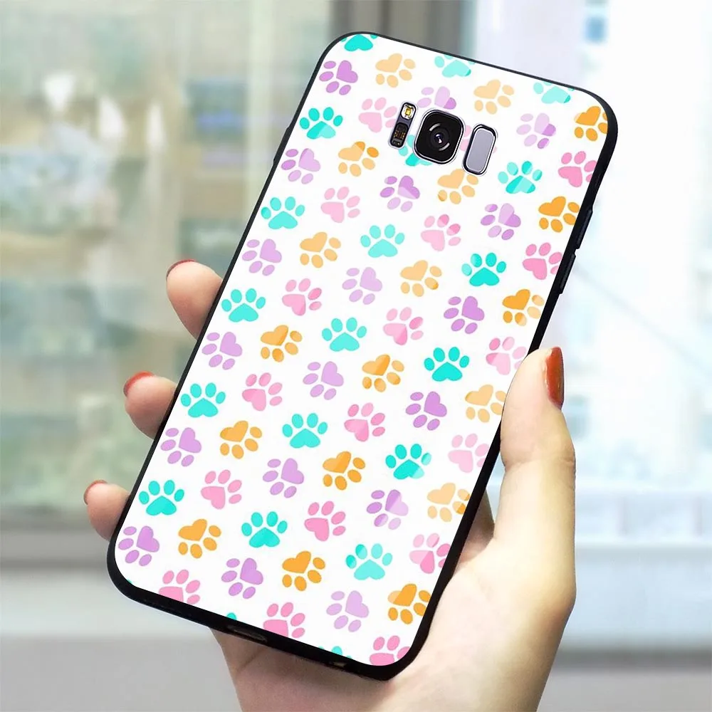 Чехол для телефона Galaxy A10 с рисунком собачьей лапы из закаленного стекла Note 8 9 S7 Edge