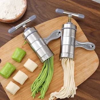 

Manual Noodle Machine Stainless Steel Household Noodle Maker With 5 Die Heads For Make Thin Medium Thick Noodles Spaghetti