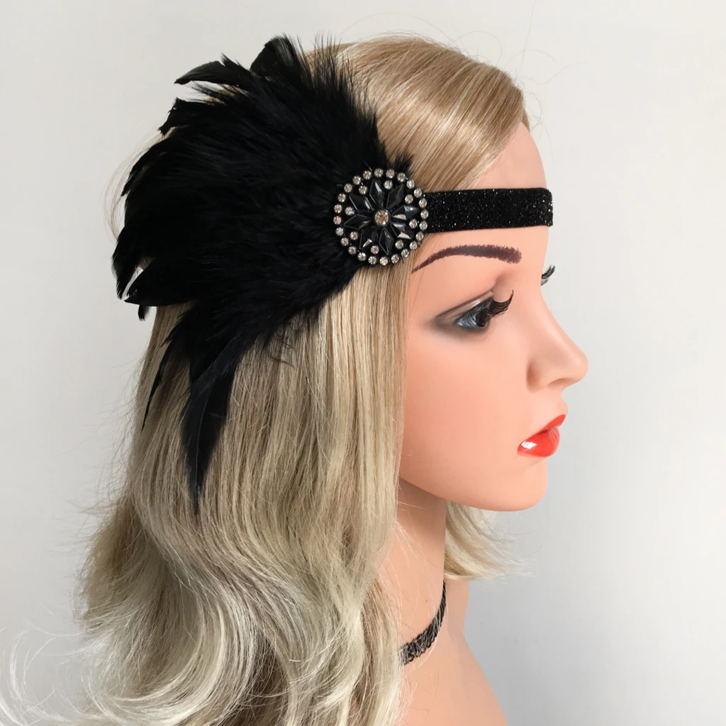 Women's Black Headband 1920's Headdress Headband Headwear Hair Band Flappers Hair Accessories