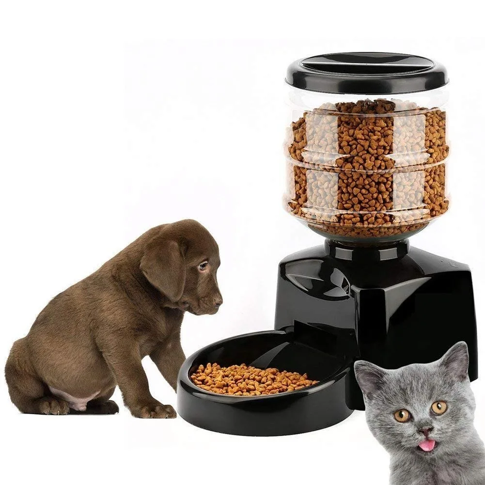 

5.5L Automatic Pet Feeder Dog Cat Food Dispenser with Voice Message Recording LCD Screen Large Smart Dogs Cats Pet Feeding Bowl