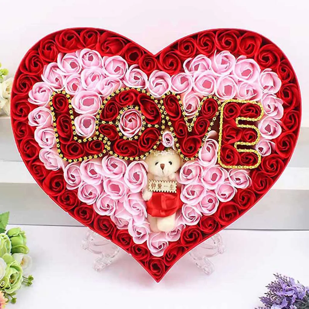 Details about   Valentines Day Gift DIY Soap Rose Bouquet Home Festival Artificial Flowers Decor