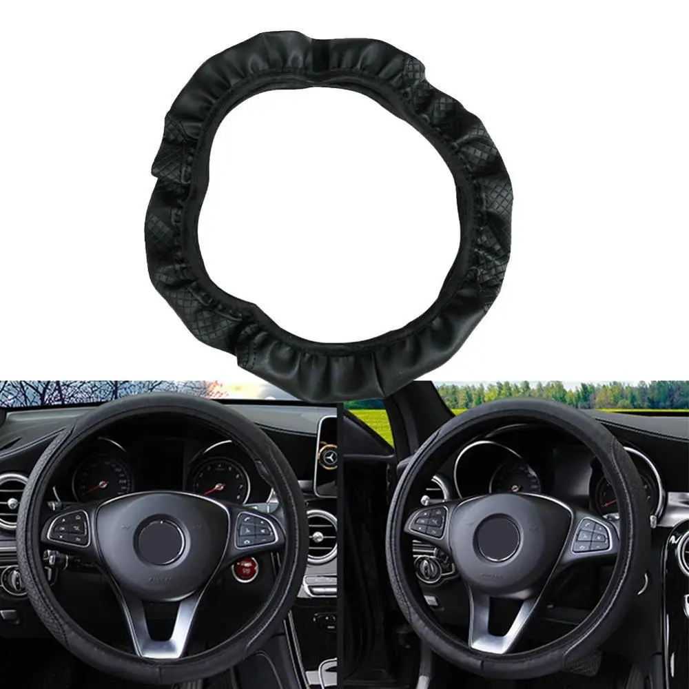 2 цвета DIY текстура мягкий авто чехол рулевого колеса автомобиля с иглами и резьбой искусственная кожа автомобиля Стайлинг чехлы Люкс Горячая