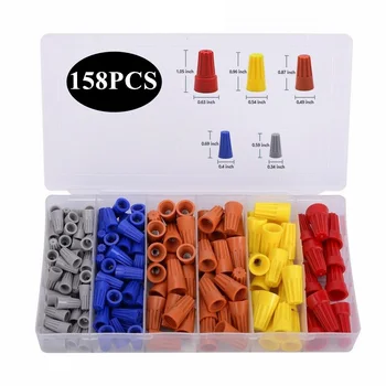 

158PCS Electrical Wire Connectors Screw Terminals,with Spring Insert Twist Nuts Caps Connection Assortment Set