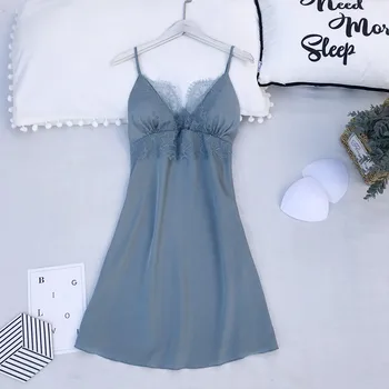 

Bride Bridesmaid Wedding Nighty Satin Spaghetti Strap Nightdress Lady Sexy Sleep Dress Intimate Lingerie Lace Home Dressing Gown