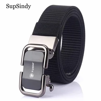 

SupSindy Army military Men nylon belt fashion black metal automatic buckle Canvas Belts jeans waistband male strap Tactical belt