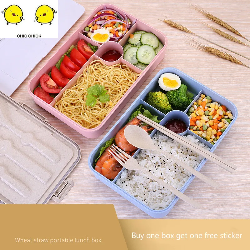 

Lunch Box Eco-Friendly Portable Food Container With Bags Tableware Microwavable Bento Box For kids Picnic School Office