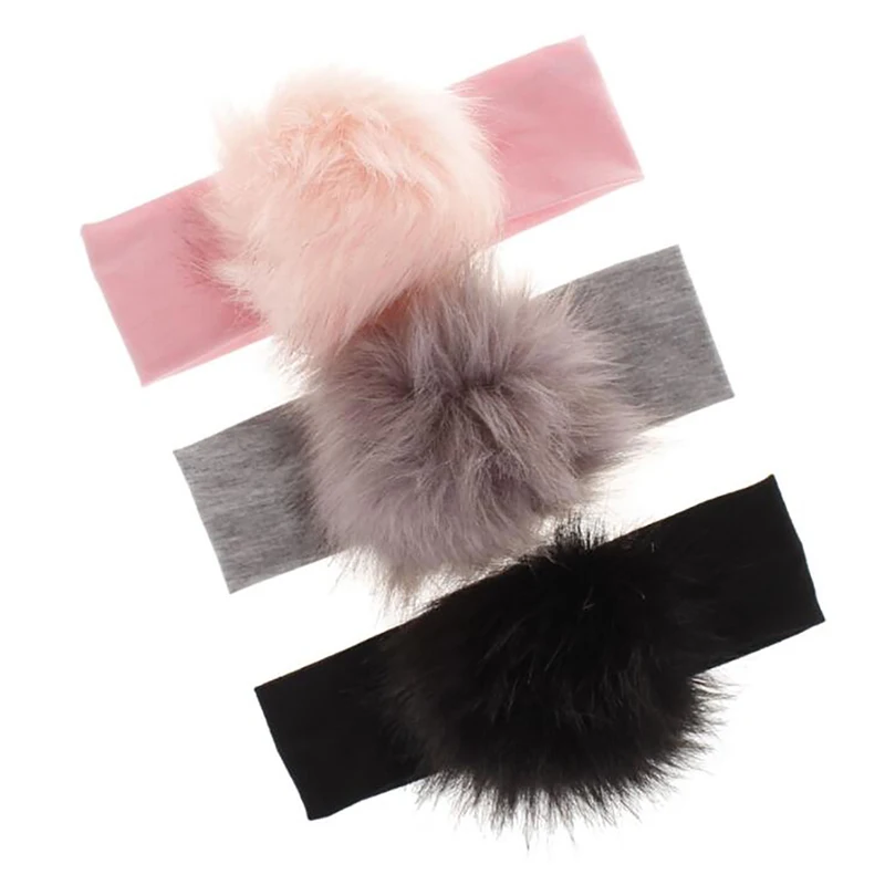 

2020 new Children Pompoms Headband Girls Winter Cotton Elastic Hair Bands Turban For Kids Ball Hair Accessories girls