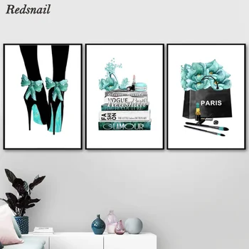 

triptych Diy Diamond Painting Fashion High Heels Book Flower Salon Art 5D Full mosaic diamond Embroidery puzzle 3pcs/set ML1003