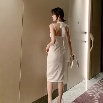 

Summer 2020 Runway Mini Bow-knot Dress Women Sexy Slim Temperament Girl Package Hip Dress Lady Vacation Party Clothes Dresses