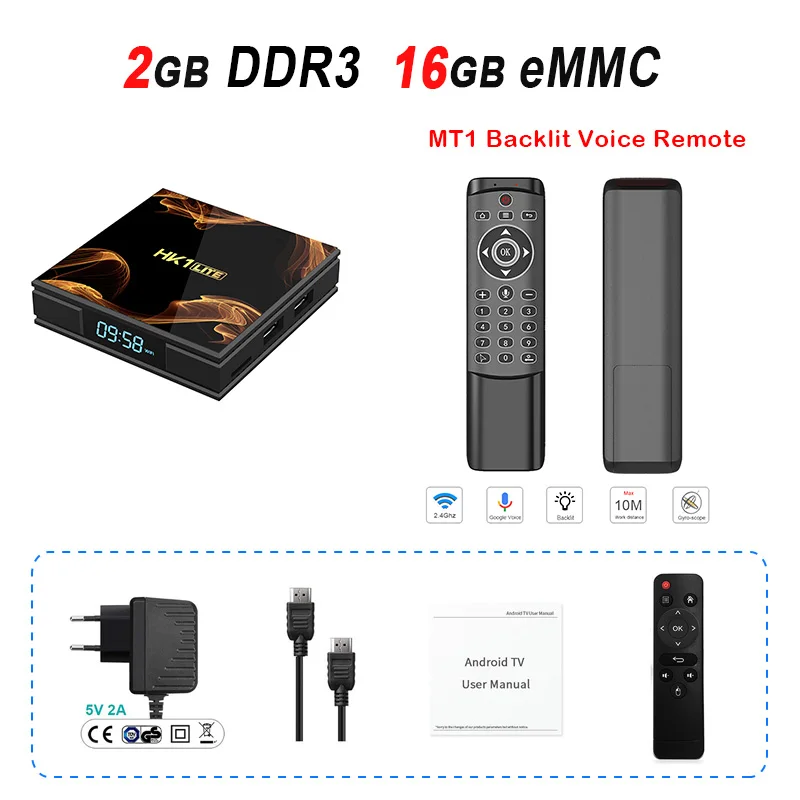 2GB 16GB MT1 HK1Lite Android 9,0 ТВ приставка HK1 Lite Смарт ТВ приставка 2 ГБ DDR3 16 Гб 2,4G WiFi 4K медиаплеер RK3228A четырехъядерный ТВ приставка - Цвет: 2GB 16GB MT1