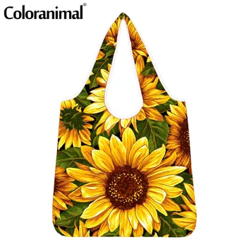 

Coloranimal Luxury Pretty Sunflower Pattern Ladies Shopping Bags Large Women Grocery Bags Tote Eco-Friendly Bags Shopper Bags