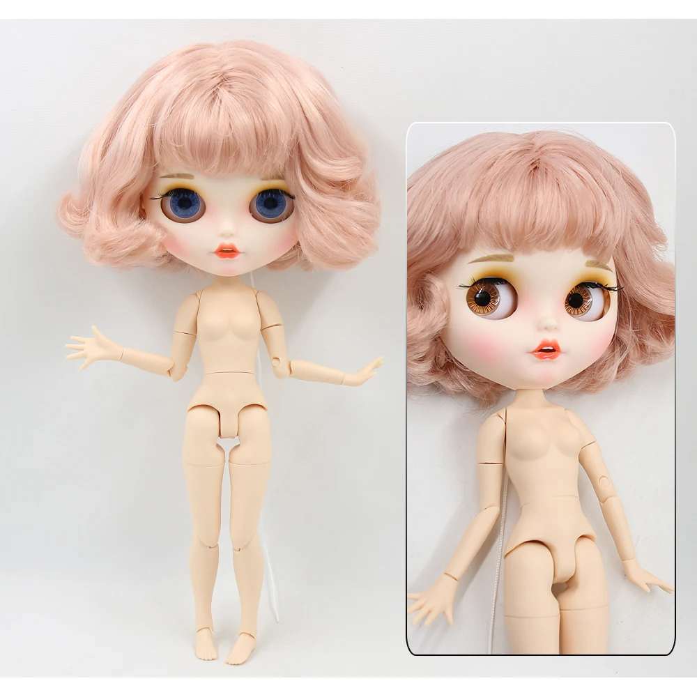 Neo Blythe Doll with Pink Hair, White Skin, Matte Smiling Face & Custom Jointed Body 1