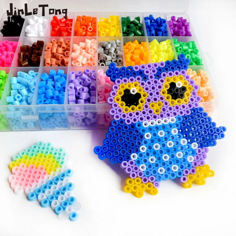 24 colors set Hama Beads Toy Kit 5mm Hama beads Cartoon owl monkey 3D Puzzle DIY Toy Kids Handmade Educational Toy Gift