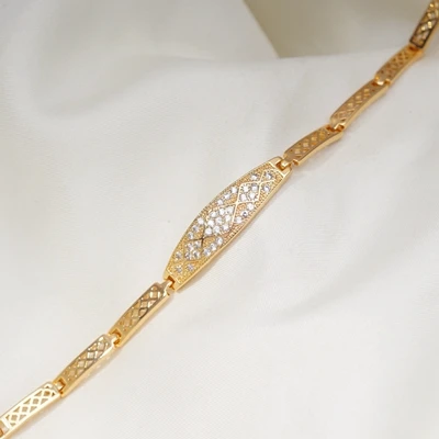 24 различных стильные Цепочки Браслеты для женщин AAA Белый Хрустальный циркониевый позолоченный Теннисный Браслет Модные ювелирные изделия подарок - Окраска металла: Chain length 18.5cm