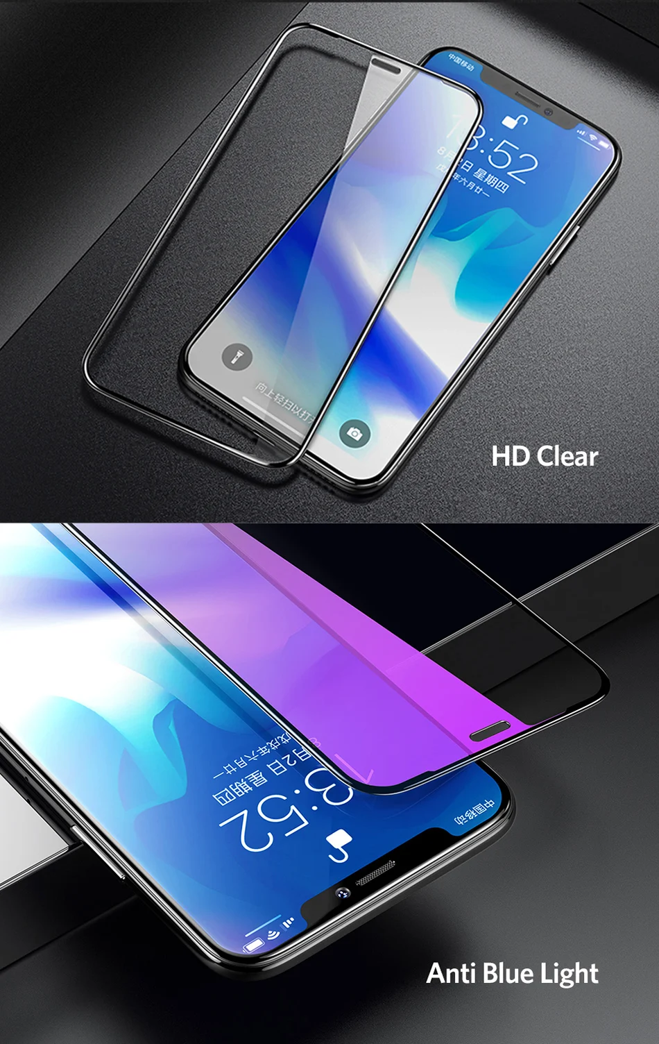 Benks Ultra Thin 0.23mm Tempered Glass For iPhone XS 5.8'' XS MAX 6.5'' XR 6.1 HD Full Cover Screen Protector Anti Blue Light (12)