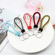 ПУ полностью ручной работы Плетение для мужчин и женщин кожаный веревочный брелок Брелоки для пар автомобильный брелок маленькие подарки