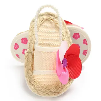 

Summer Sweet Princess Baby Infant Kids Girls Sandals Rattan Sole Soft Band Crib Shoes Cute Floral Toddler Newborn Shoes