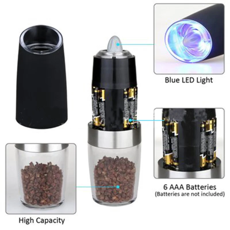 Electric Pepper Mill 1pc/2pcs nut spice grinder,salt and pepper grinder,electric grinder,pepper grinder,herb spice grinder