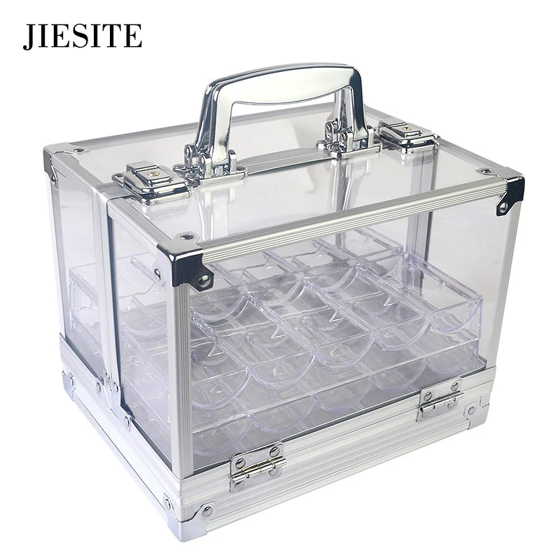 JIESITE 600 шт. чемодан для покерных чипов портативные большие чехлы с паролем