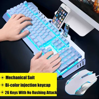 

Mechanical Feel Gaming Keyboard Wired USB LED Backlit Waterproof Keyboard Mouse Combo Sets for Gamer Tablet Desktop