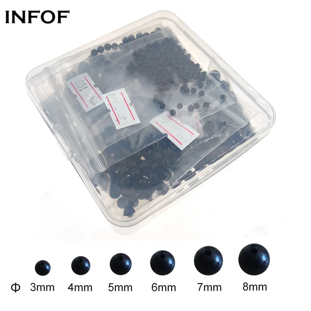 

INFOF Soft Fishing Beads Kit 500pcs Rubber Round Bead Stopper Black Glow Red Green Carp Fishing Lure Rig Accessories