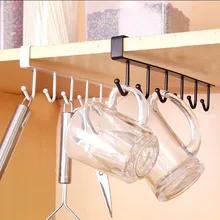 6 крючков подстаканник повесить Кухня шкаф под полкой для хранения Вешалка-органайзер крюк