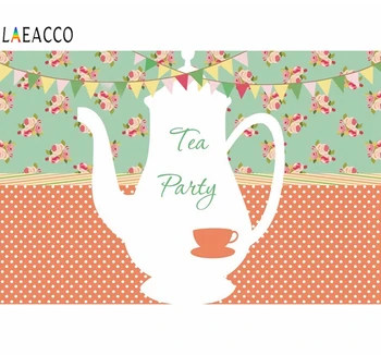 

Laeacco Tea Party Photographic Backdrop Baby Birthday Party Customized Scene Vinyl Photography Background For Photo Studio