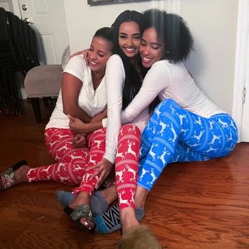 

New Womens Xmas Christmas Reindeer Snowflake Print activewear Stretchy Sleep Bottoms Long Jogger Leggings Pants