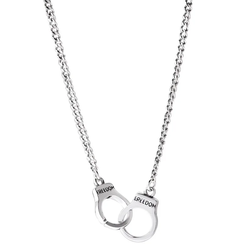 Punk Hip Hop Freedom Long Chain Handcuffs Pendant Necklace Women Men Minimalist Party Wedding Jewelry Korean Style Pendant Necklaces Aliexpress