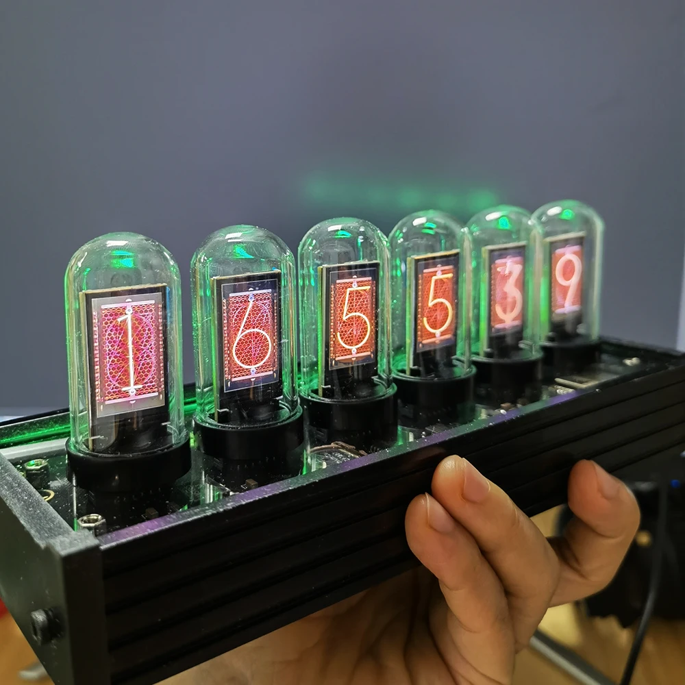 Псевдо-светящаяся трубка программируемый экран IPS часы RGB настольные Креативные