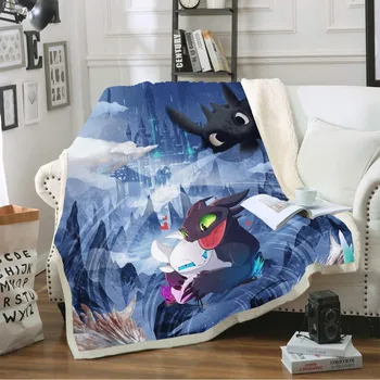 

Cartoon Animal Throw Blanket Double Side Sherpa Coral Blanket How to Train Your Dragon Office Knee Blanket Cozy Kids Blanket