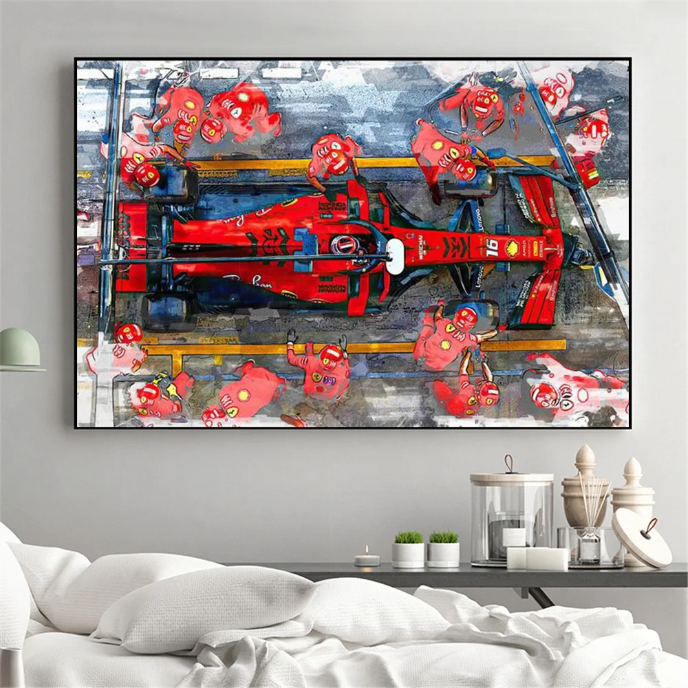Fashion Formula 1 Racing Car Canvas Painting Racer Abstract Wall Art Poster Pictures For Living Boy Room Home Decoration Gift