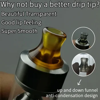 

Cloudworkz limited edition luxury super smooth PEI MTL 510 drip tip transparent yellow black vape tips for 510 RTA RDA Vape Tank
