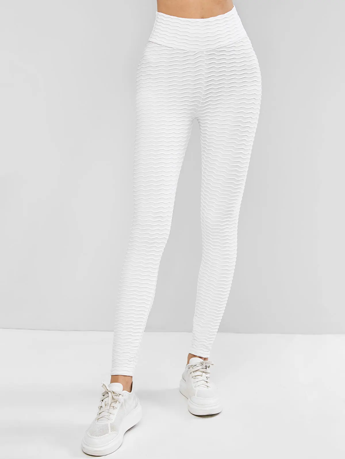 ZAFUL Scrunch/текстурированные спортивные Леггинсы с высокой талией и рюшами, однотонные, подчеркивающие фигуру леггинсы с эластичной резинкой на талии, осень