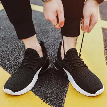 

2019 spring and autumn fashion new large size men's flying line sports shoes air cushion running shoes sneakers