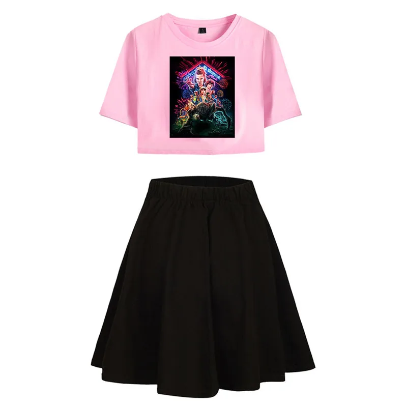 Cosrea TV Stranger Things Dustin Cosplay costume women Suit skirt Summer girl T-Shirt blouse long skirt Eleven Cosplay dress