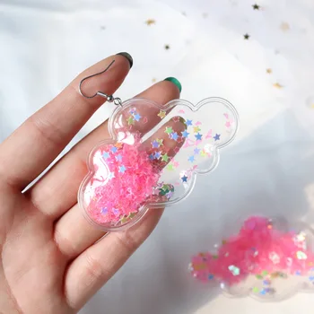 

ZG Cute Cartoon Clouds Dangle Drop Earrings Romantic Pink Color Star Earrings For Women Girl Party Jewelry Pendientes 1 Piece